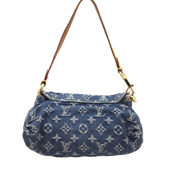 LOUIS VUITTON Monogram Denim Mini Pleaty Shoulder Bag Blue - Picture 4 of 11